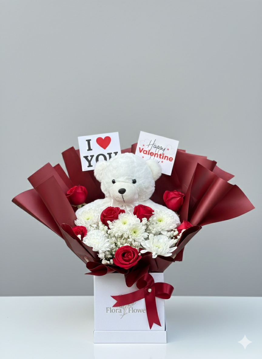 Pure Love Teddy Bloom Box