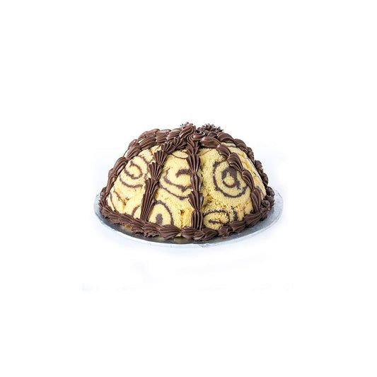 Decorative pastry with chocolate and cream design on a white background. Send flowers to islamabad. send flowers to pakistan