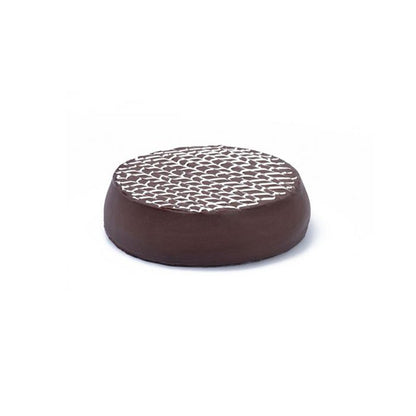 Round brown cushion with a white pattern on a white background. Send flowers to islamabad. send flowers to pakistan