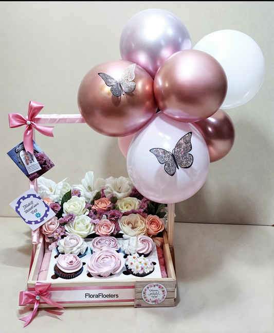 Cupcake & Floral Decoration Gift Box