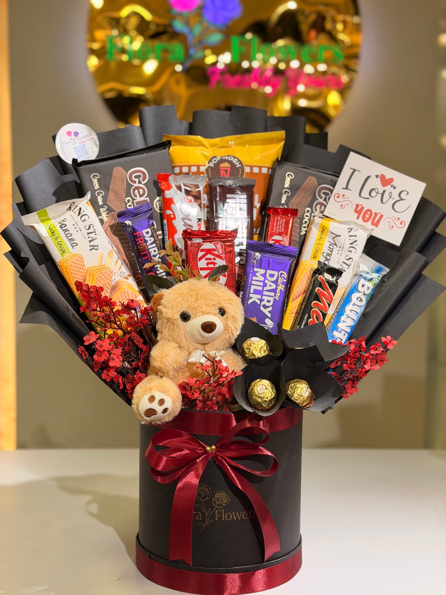 Midnight Choco Teddy Basket