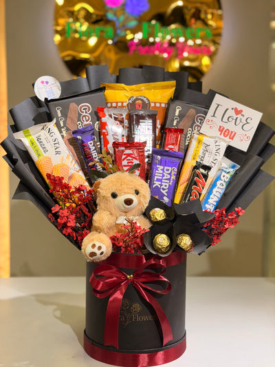 Midnight Choco Teddy Basket