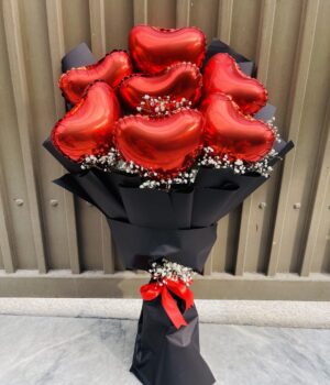 red heart bouquet